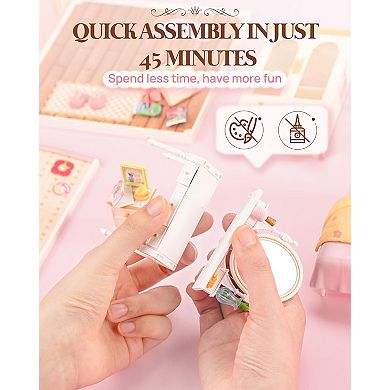 Rolife Super Creator Series, DIY Mini Lovely Pink Bedroom Dollhouse House Kit