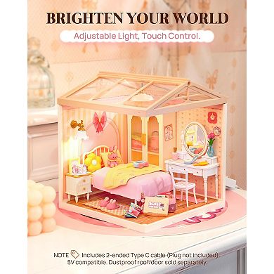 Rolife Super Creator Series, DIY Mini Lovely Pink Bedroom Dollhouse House Kit