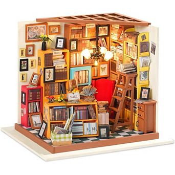 Rolife Sam's Study DIY Miniature Dollhouse Kit Bookstore Room Making Kit