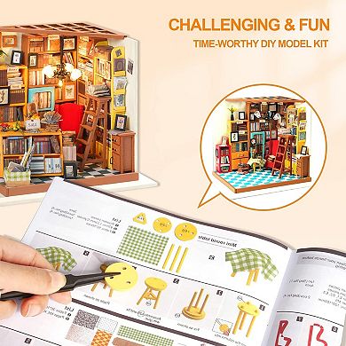Rolife Sam's Study DIY Miniature Dollhouse Kit Bookstore Room Making Kit