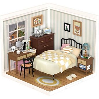 Rolife Sweet Dream Bedroom DIY Miniature House Kit Mini Dollhouse Building Toy Set