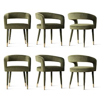 Set of 4/6 Modern Upholstered Dining Room Chair with Curved Back Metal Legs