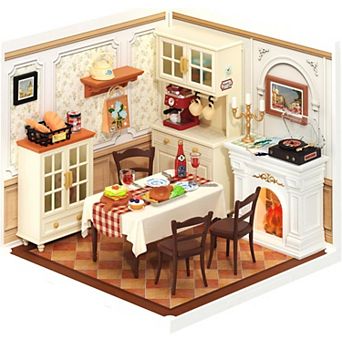 Rolife Warm Dining Room Super Creator-DIY Plastic Miniature House, Mini Blocks Model Kit