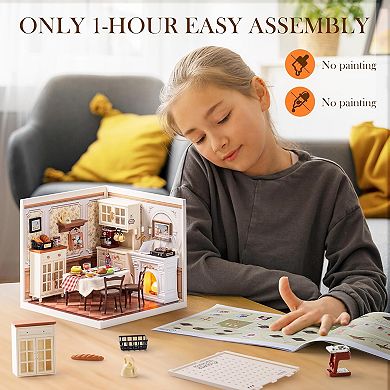 Rolife Warm Dining Room Super Creator-DIY Plastic Miniature House, Mini Blocks Model Kit
