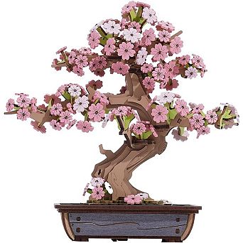 Rolife 3D Wooden Puzzle Flower for Adults, DIY Sakura Bonsai Tree Plants, Creative Cherry Blossom