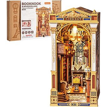 Rolife Book Nook Kits Library of Wonders 3D Puzzle, 10.4" Decorative Booknook Bookshelf Insert