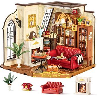 Rolife Catherine's Living Room DIY Miniature House Kit, Mini Wooden Dollhouse Kit