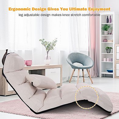Costway Folding Floor Lazy Sofa, Chaise Lounge Sofa with 5-Position Adjustable Backrest