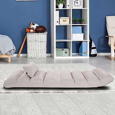 Costway Folding Floor Lazy Sofa, Chaise Lounge Sofa with 5-Position Adjustable Backrest