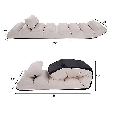 Costway Folding Floor Lazy Sofa, Chaise Lounge Sofa with 5-Position Adjustable Backrest