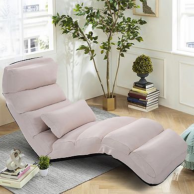Costway Folding Floor Lazy Sofa, Chaise Lounge Sofa with 5-Position Adjustable Backrest
