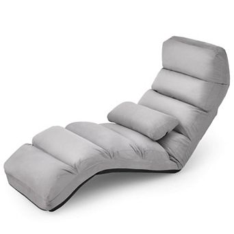 Costway Folding Floor Lazy Sofa, Chaise Lounge Sofa with 5-Position Adjustable Backrest