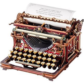 ROKR Mechanical Typewriter 3D Wooden Puzzle for Adults- Vintage Model Kit, Magic Version