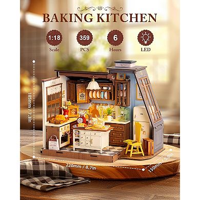 Rolife Handmade Puzzles Kit DG172 Baking Kitchen Model Kit 3D Wooden DIY Miniature House