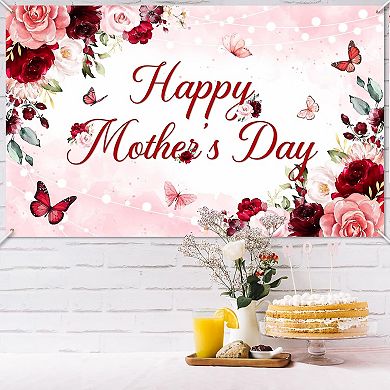 Floral Burgundy Mother's Day Banner