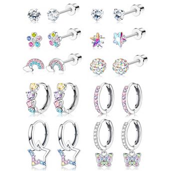 Screw Back Earrings Stud And Hoop Set