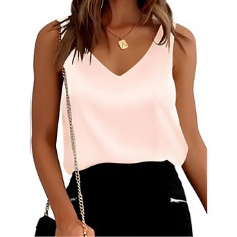 Womens Sleeveless Satin Top