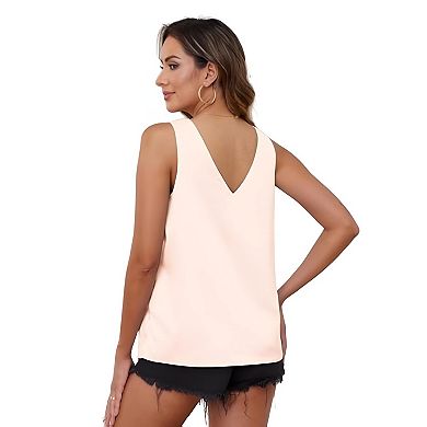 Womens Sleeveless Satin Top