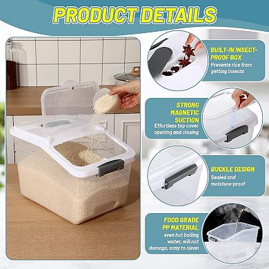 4PK 30LB Airtight Rice Containers