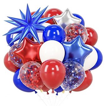 58 pc Patriotic Red White Blue Balloons
