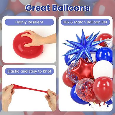 58PCS Patriotic Red White Blue Balloons