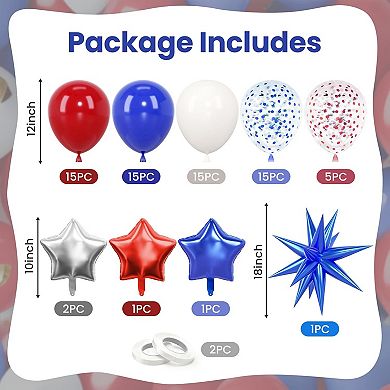 58PCS Patriotic Red White Blue Balloons