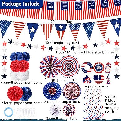 34PCS Patriotic Party Decor Set