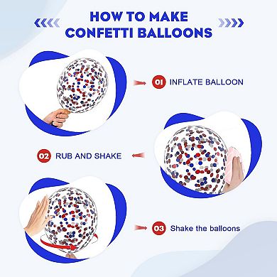 65PCS Red White Blue Party Balloons