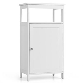 Costway Bathroom Wooden Floor Cabinet Multifunction Storage Rack Organizer Stand