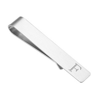 Initial Tie Clip for Men, Stainless Steel Alphabet Necktie Bar Pinch Clips Letters A-Z with Gift Box
