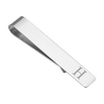 Initial Tie Clip for Men, Stainless Steel Alphabet Necktie Bar Pinch Clips Letters A-Z with Gift Box