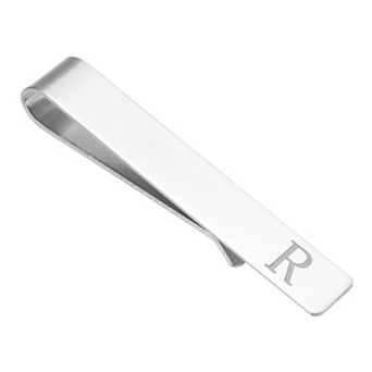 Initial Tie Clip for Men, Stainless Steel Alphabet Necktie Bar Pinch Clips Letters A-Z with Gift Box