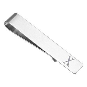 Initial Tie Clip for Men, Stainless Steel Alphabet Necktie Bar Pinch Clips Letters A-Z with Gift Box