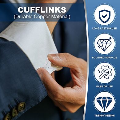 Initial Cufflinks, Classic Alphabet Copper Men Cuff Links with Box for Weddings Business Party