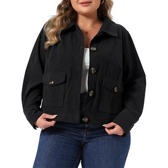 Women's Plus Size Corduroy Jacket Long Sleeve Front Button Down with Pockets Fall Winter Jackets