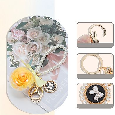 1Pc Faux Pearl and Flower Design Keychains