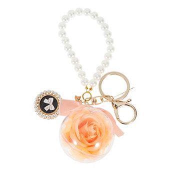 1 pc Faux Pearl and Flower Design Keychains