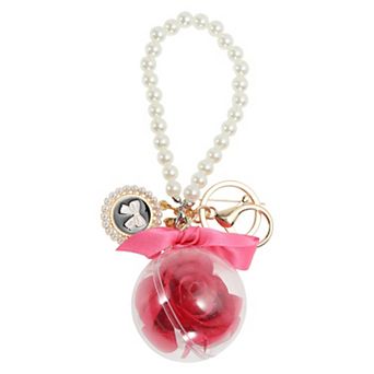 1 pc Faux Pearl and Flower Design Keychains