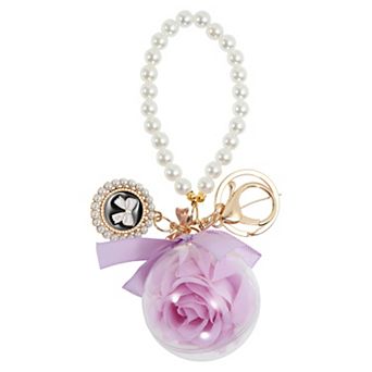 1 pc Faux Pearl and Flower Design Keychains