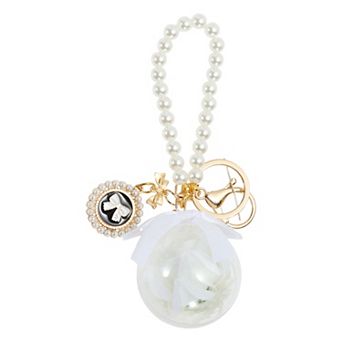 1 pc Faux Pearl and Flower Design Keychains