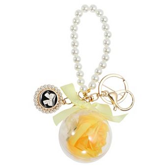 1 pc Faux Pearl and Flower Design Keychains