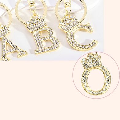 1 Pc Diamond Crown Keychain with English Letters