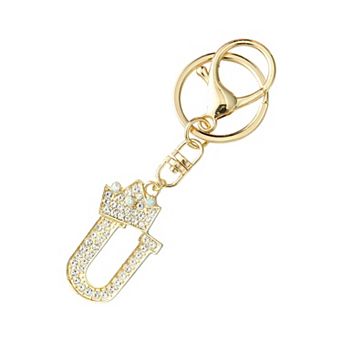 1 pc Diamond Crown Keychain with English Letters