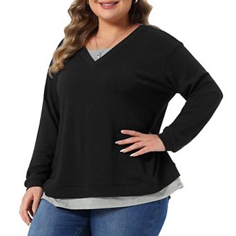 Women's Plus Size Basic Shirts Lightweight Long Sleeve Pullover Soft Loose Fit Tunic Tops