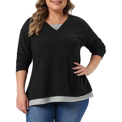 Women's Plus Size Basic Shirts Lightweight Long Sleeve Pullover Soft Loose Fit Tunic Tops