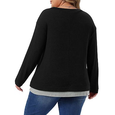 Women's Plus Size Basic Shirts Lightweight Long Sleeve Pullover Soft Loose Fit Tunic Tops
