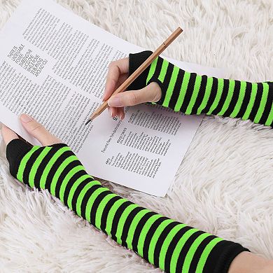 Women's Fingerless Gloves Printed Elbow Length Knitted Arm Warmers