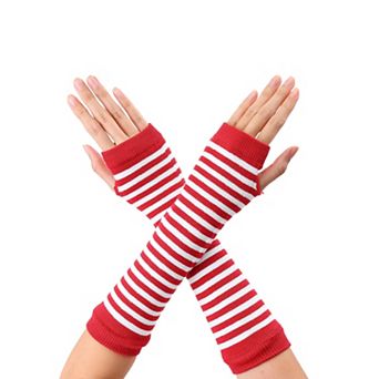Women's Fingerless Gloves Printed Elbow Length Knitted Arm Warmers