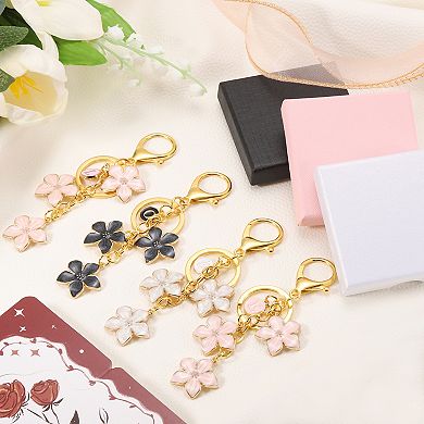 Initial Letter Flower Keychain, Alphabet Drip Oil Charm Cherry Blossom Keyring Keys