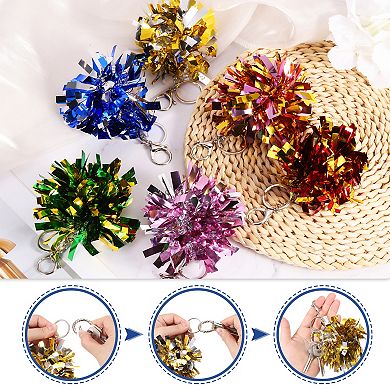20 Pcs Cheer Pom Pom Keychain, Cheerleading Gift Charm Plastic Keyring Bulk for Cheerleaders Team